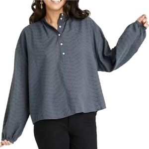 Universal Thread Gray Textured Peasant Style Boho Blouse